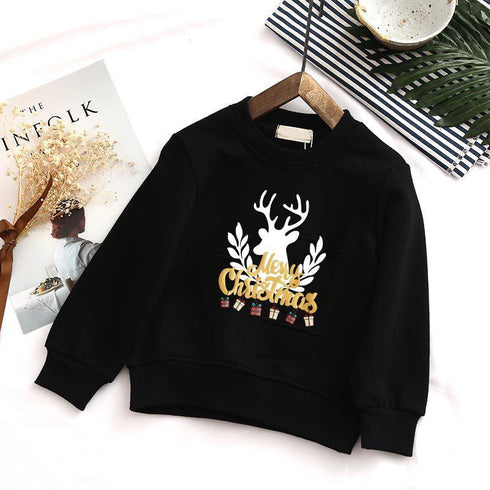Cartoon elk print long sleeve warm Christmas casual sports sweater
